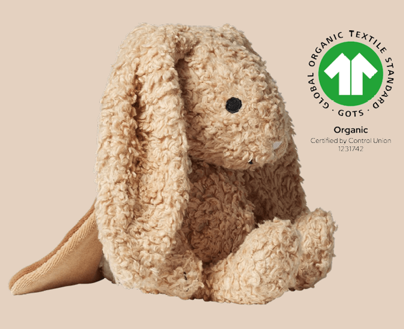 Sleeping Hero Kosebamse med Kappe i Naturmaterialer -  Kanin 24 cm.