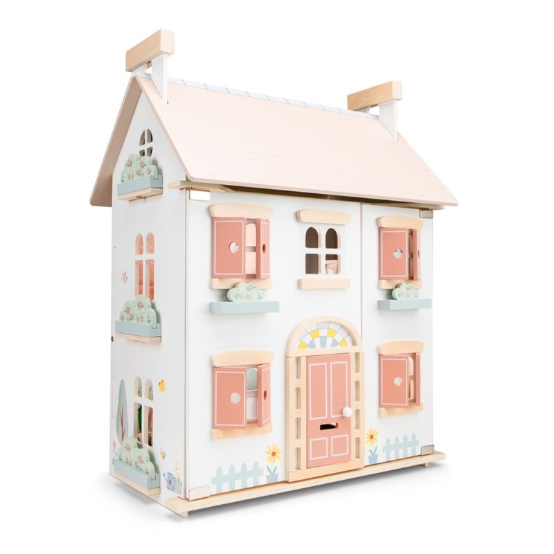 New Classic Toys Dukkehus i tre, inkl. 20 Dukkehusmøbler